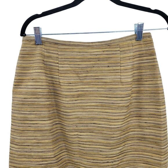 Vintage 80's Kay Unger Skirt Suit 10 Mustard Striped Alpaca Front Tie Tea Mod - Picture 11 of 17